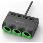 Rozdzielacz gniazda zapal 3 gn+4xUSB+kabel Forever CSS-05 czarny